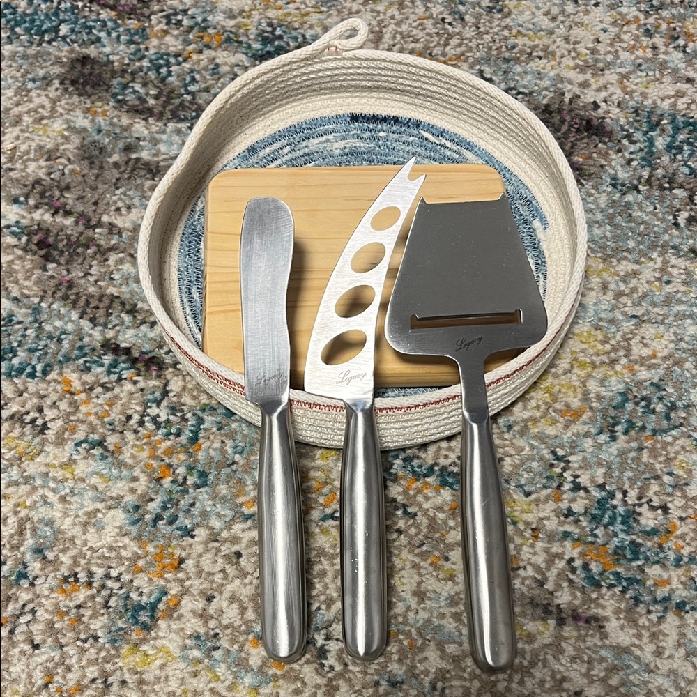 Legacy Stainless Steel Cheese Knife Set with Wooden Board
